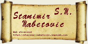 Stanimir Mabetović vizit kartica